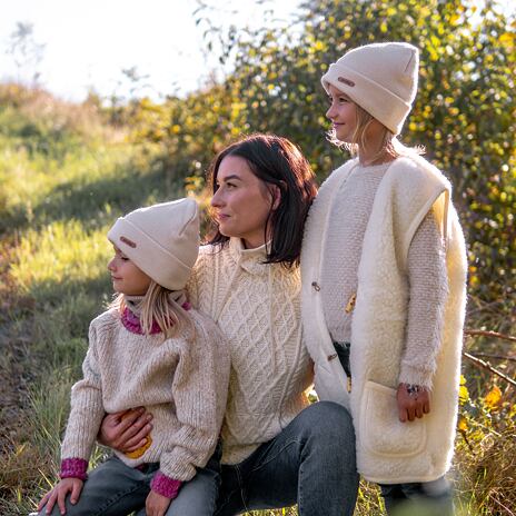 Pull à col roulé en laine avec poche pour femme Supersoft Merino, naturel