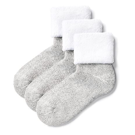 3 perechi de șosete cu lână de oaie Merino terry alb