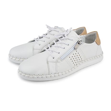 Damen Ledersneakers mit weitem Bein Tabita weiß