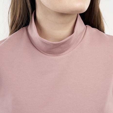 Damen-Sweatshirt aus Baumwolle mit Rollkragen rosa