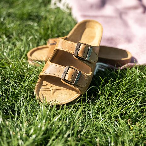 Claquettes anatomiques en liège pour femmes Linda, beige