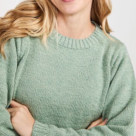 Dámsky Supersoft Merino sveter s okrúhlym výstrihom tyrkysová