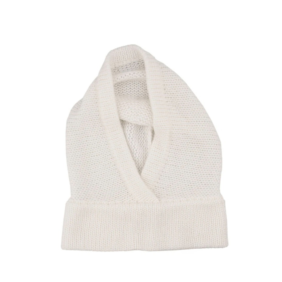 Pletená kapuce s ovčí vlnou Merino Skandor bílá