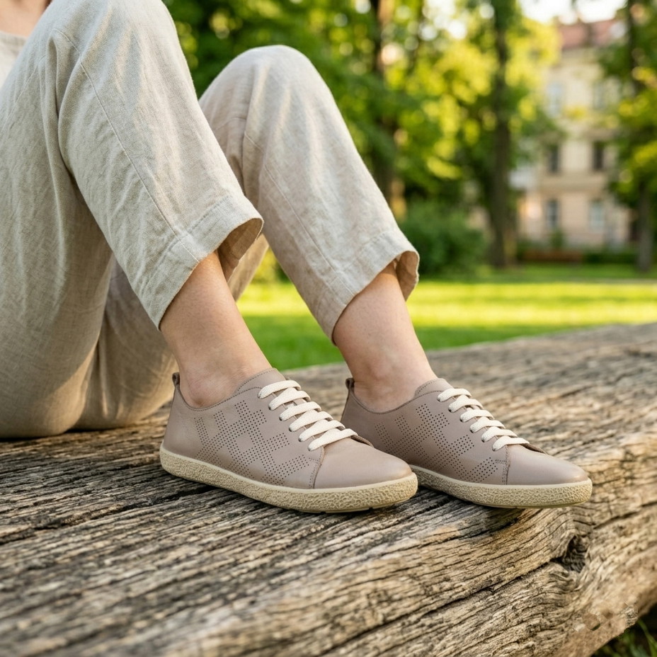 Damen-Ledersneaker für breite Füße Selena, Braun