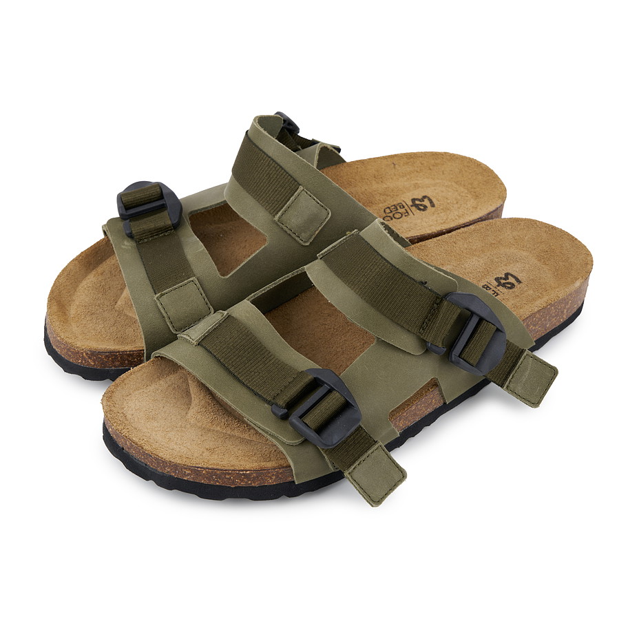 Mules homme en cuir avec semelle en liège Urban, vert