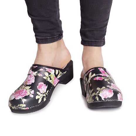 Anatomische Clogs für Damen Blüte schwarz