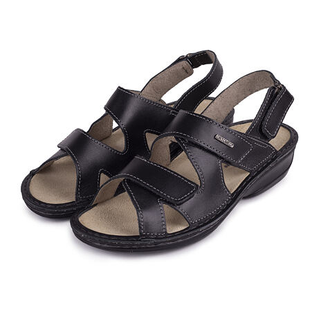 Women's “Alena“ Orthopaedic Leather Sandals Black