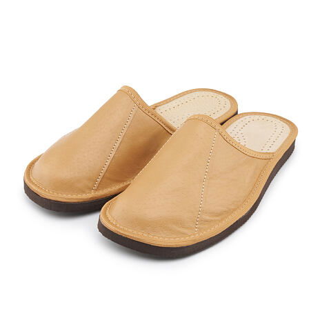 Men’s Summer Leather Slippers Light Brown