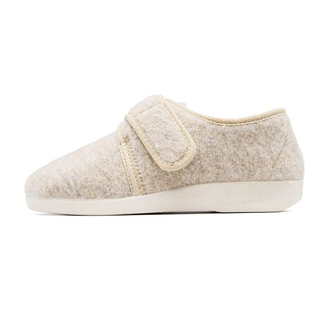 Chaussons en feutre de laine avec velcro beige