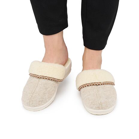 Women’s Wool Wedge Mule Slippers Beige