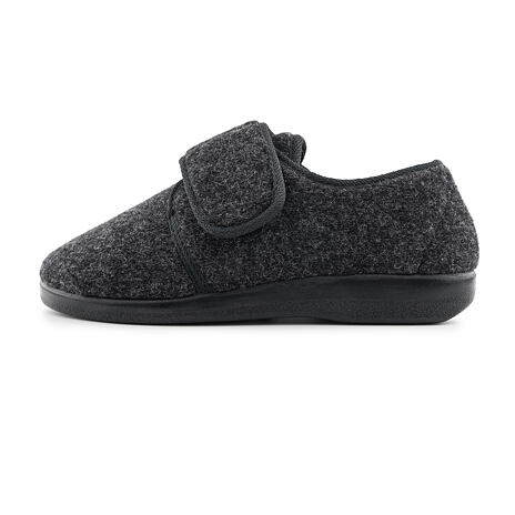 Wool Felt Slippers with Velcro Dark Grey