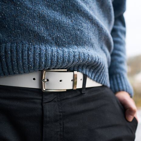 Leather belt white