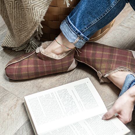 Women’s Andy Felt Slippers with Wool Lining Check