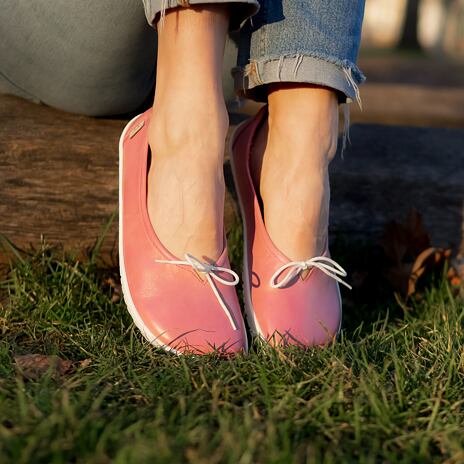 Women's barefoot leather ballerina flats Tamara pink