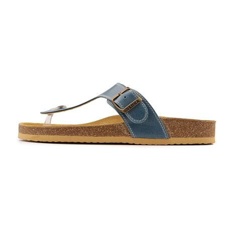 Leder-Flip-Flops mit Korksohle für Herren Leo blau