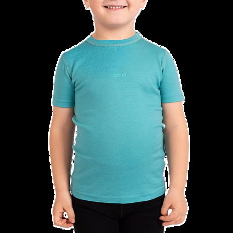 T-shirt à manches courtes en mérinos pour enfants, turquoise