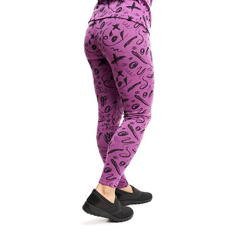 Leggings en laine mérinos pour femmes avec motif, violet