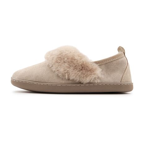 Pantoufles en cuir avec laine de mouton pour femmes Diana, beige