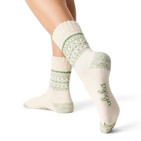 Chaussettes en laine Merino dentelle vert