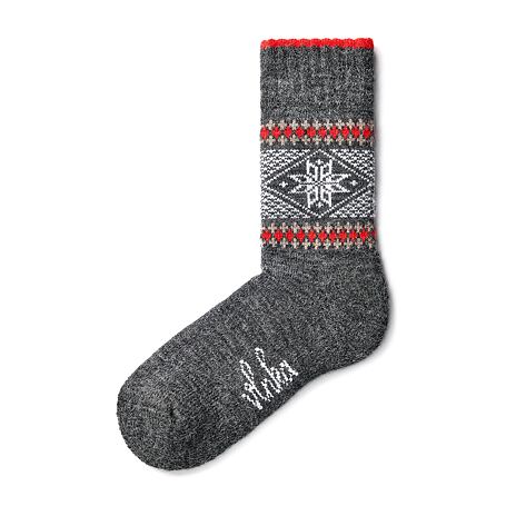 Merino Wool Socks Snowflake Dark Grey