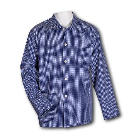 Men's Long-Sleeved Flannel Pajamas with Pattern Blue