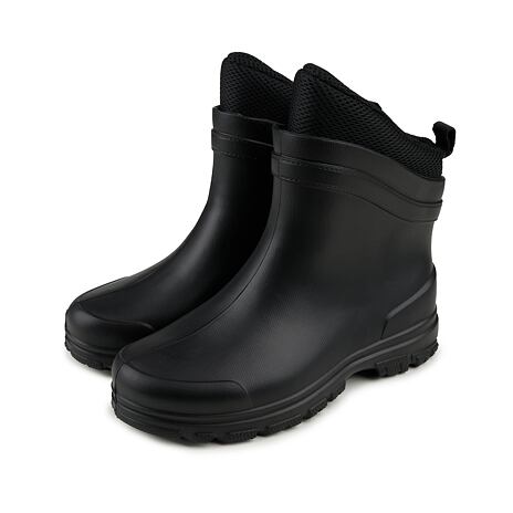 Gefütterte knöchelhohe Gummistiefel für Herren mit Woll-Innensohle schwarz