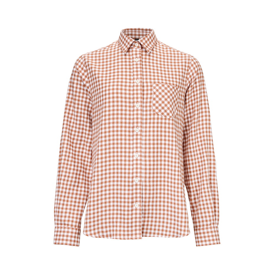 Dámská flanelová košile s Merino vlnou káro hnědá