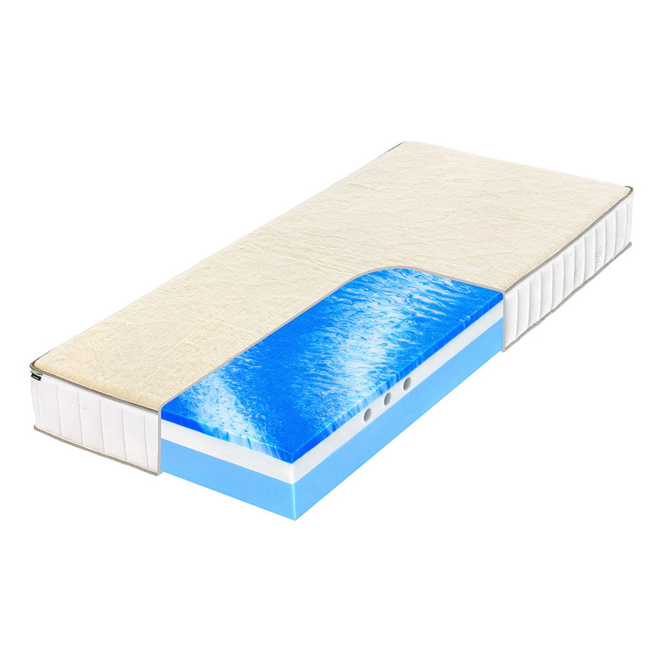 Oboustranná matrace z gelové pěny s ovčí vlnou a chladivou stranou