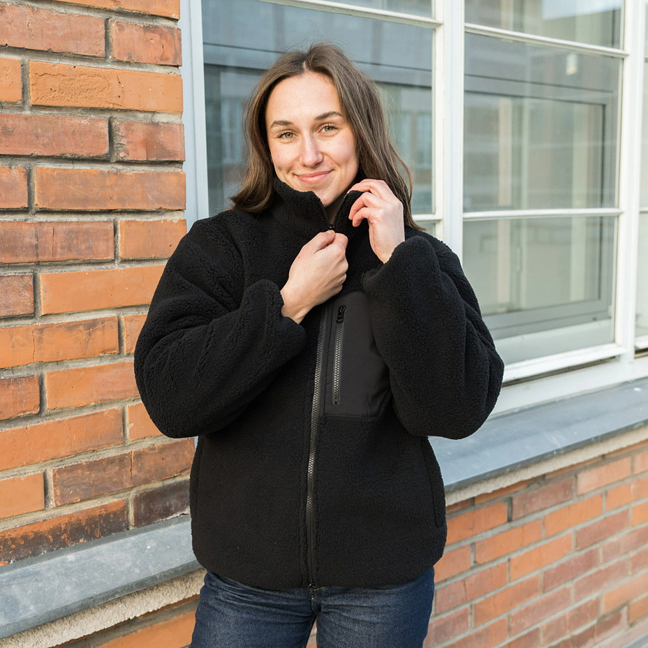 Dámská fleecová mikina s obousměrným zipem černá