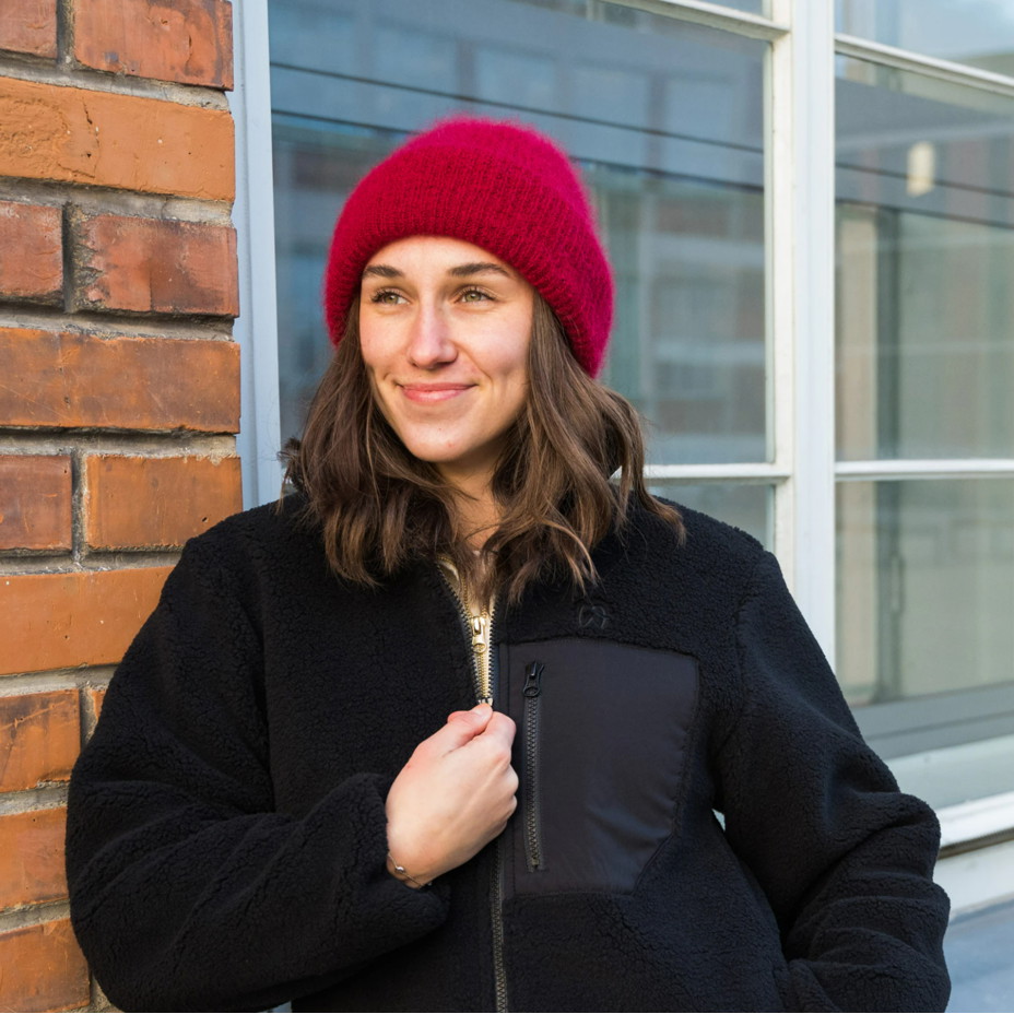 Mohérová čepice Woolee Capsule červená