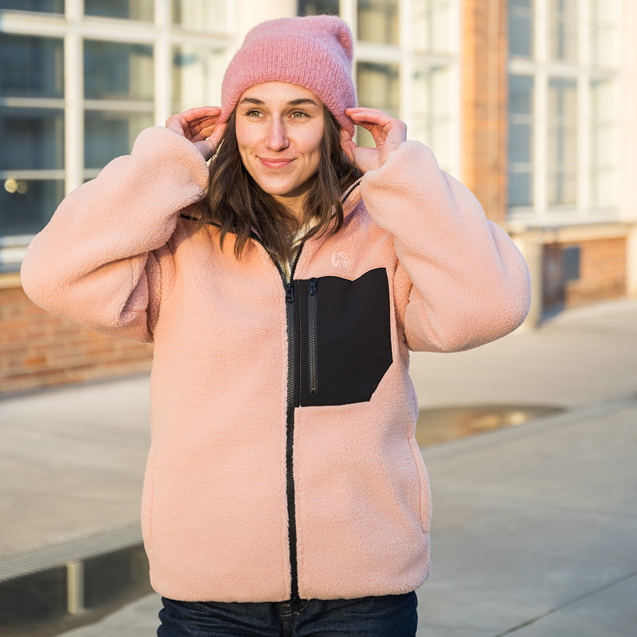 Dámská fleecová mikina s obousměrným zipem růžová