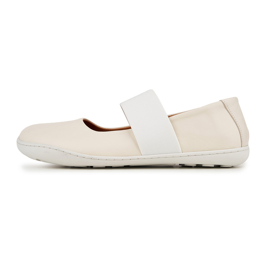 Barfuß-Ballerinas aus Leder mit Gummizug Dara, Creme