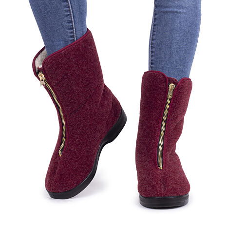 Women's Traditional Zip-up Wool Boots Red