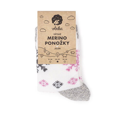 Kids’ Merino Wool Socks Pink Deer