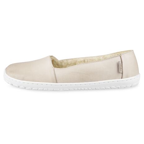 Dames barefoot lederen ballerina's met schapenwol ”Odeta” beige