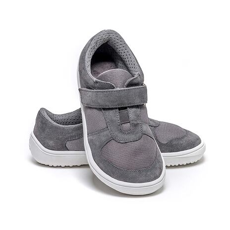 Baskets en cuir pieds nus pour enfants « Joy » gris