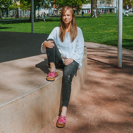Dames lederen sandalen ”Karla” donker roze