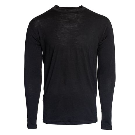 T-shirt da uomo in lana Merino Woolee a maniche lunghe nera