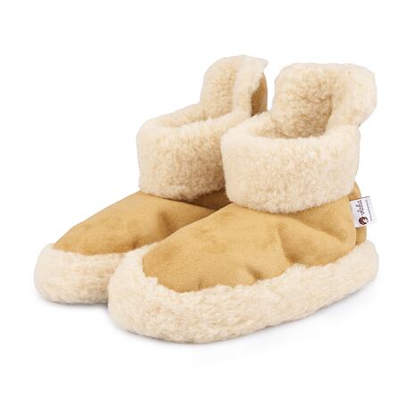 Suede TV Slippers with Wool Lining Brown