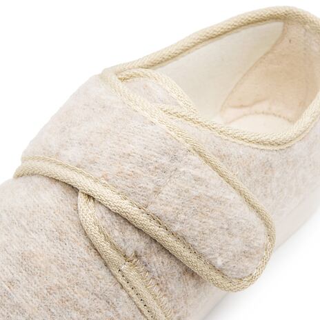 Chaussons en feutre de laine avec velcro beige