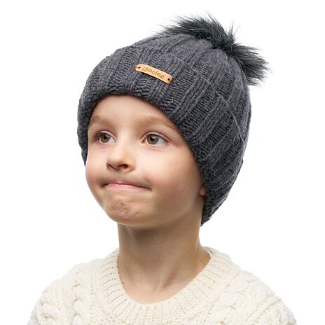 Bonnet Woolee V38 en laine pour enfant gris foncé