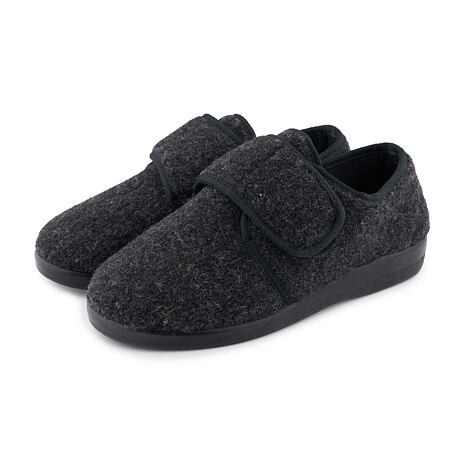 Wool Felt Slippers with Velcro Dark Grey