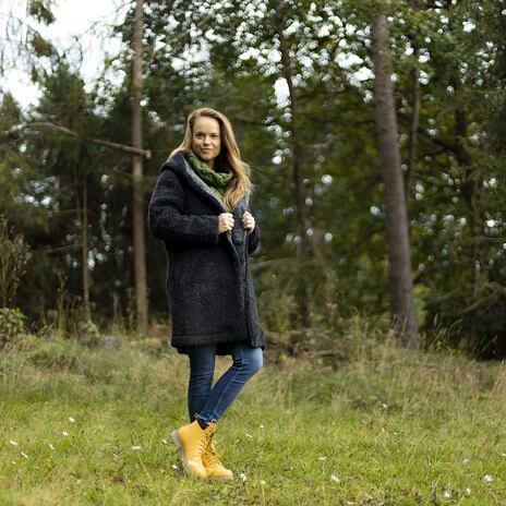 Manteau en laine à boutons gris