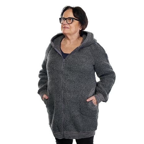 Extra-long wool hoodie Dark grey