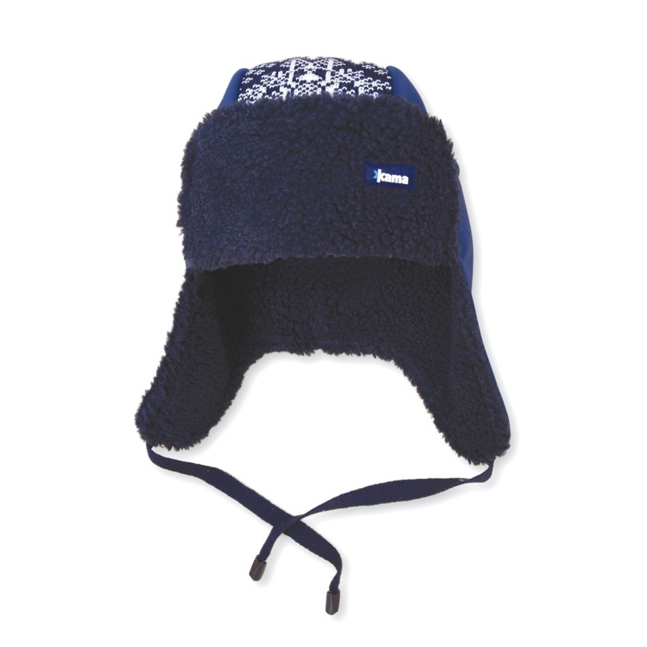 Pletená ušianka merino KAMA AW24 - Gore Windstopper  tmavo modrá