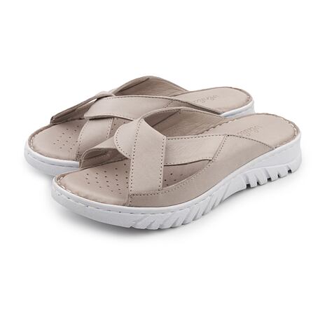 Damen Leder-Flip Flops Klaudia beige