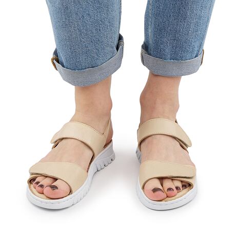 Women's leather sandals Victoria beige