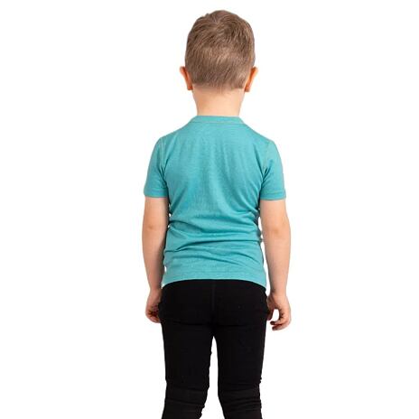 T-shirt à manches courtes en mérinos pour enfants, turquoise