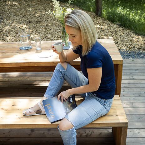 T-shirt à manches courtes en laine mérinos pour femmes bleu foncé