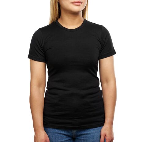 T-shirt à manches courtes en mérinos pour femmes, noir